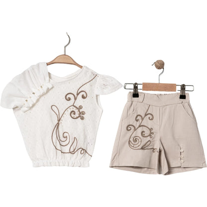 Outfit Set Stickerei Raffung