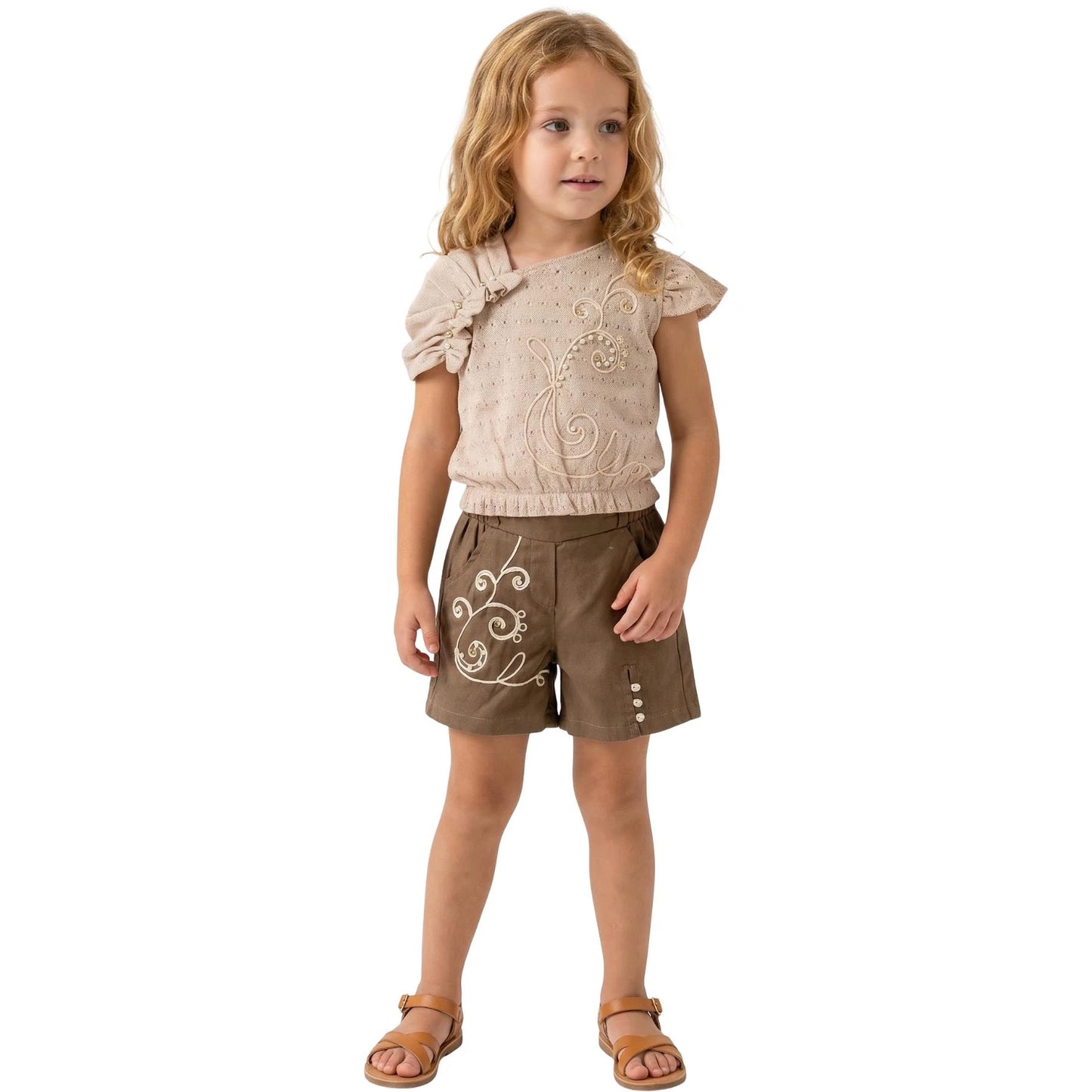 Outfit Set Stickerei Raffung