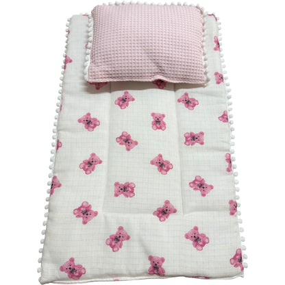 Wickelunterlage Musselin Teddybär Rosa