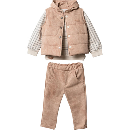 Jungen Outfit Kapuzenweste Karo