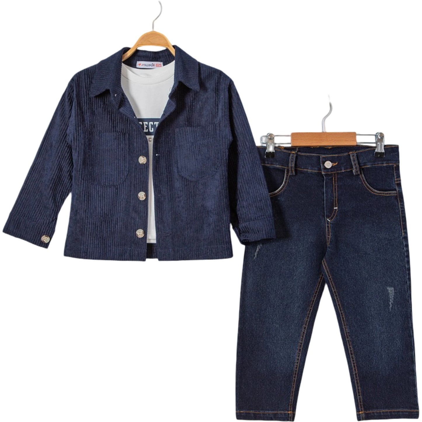 Jungen Outfit Cordhemd Jeans