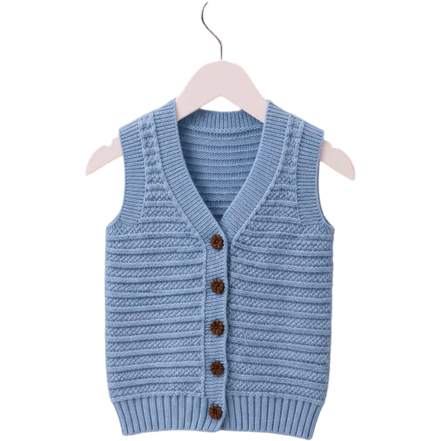 Jungen Strickweste Hellblau Strukturmuster