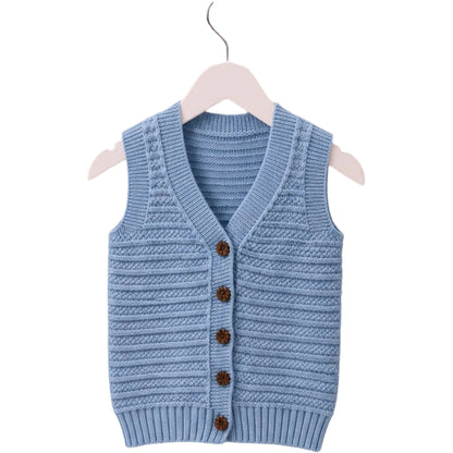 Jungen Strickweste Hellblau Strukturmuster