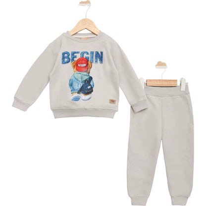 Outfit Set Bärenmotiv Beige