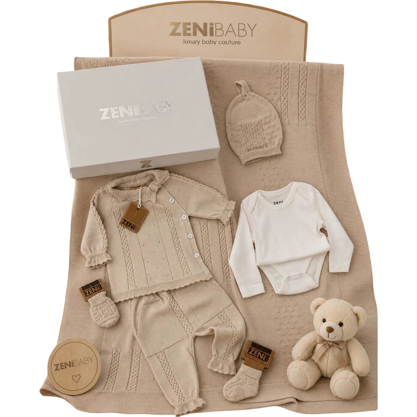 Erstlingsset Strick Beige 7-teilig