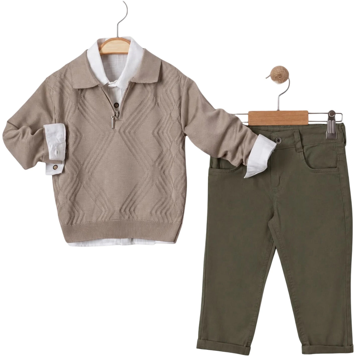 Jungen Outfit Pullover Hemd