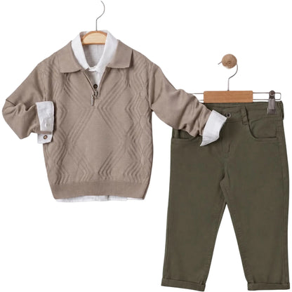 Jungen Outfit Pullover Hemd