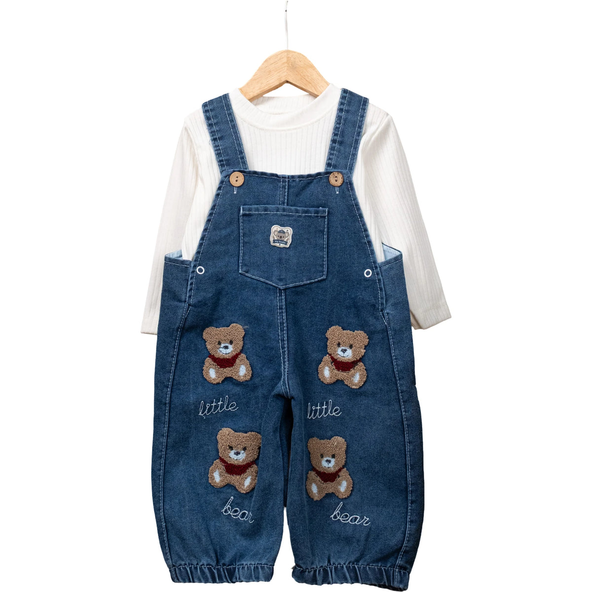 Baby Latzhosen-Set Jeans Bärenmotiv