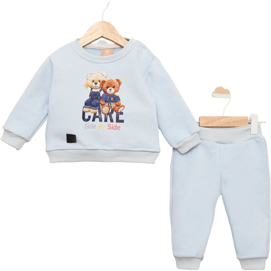 Baby Outfit Set Blau Bärenmotiv