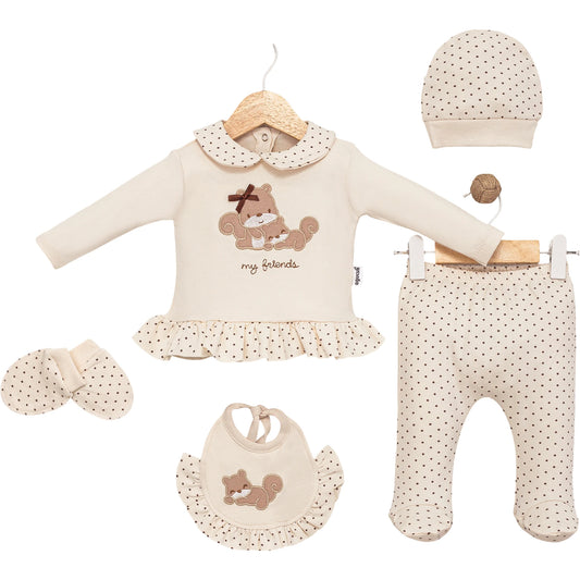 Erstlingsset Baumwolle Beige Eichhörnchen