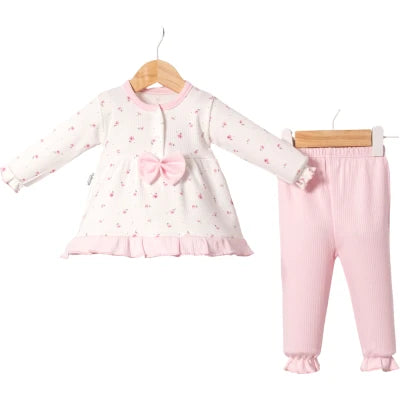 Erstlingsset Baumwolle Rosa Schleife