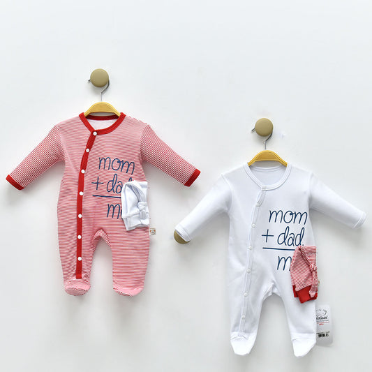 Unisex Baby Strampler Set – 2 Strampler mit passenden Mützen