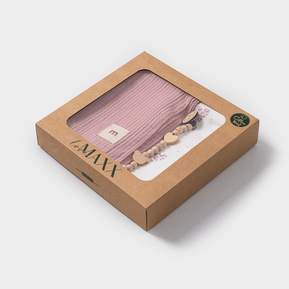 Baby Decken Set mit Schnullerkette 🍼 | 3-teilig | 2 Farben erhältlich