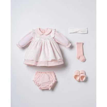 Babykleid Baumwolle Rosa Lochstickerei