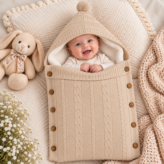 Baby Einschlagdecke Baumwolle Zopfmuster