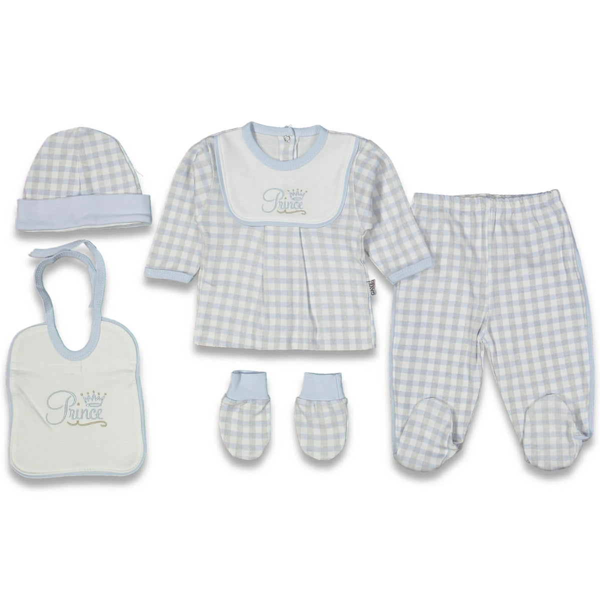 Baby Erstlingsset Prince Karomuster