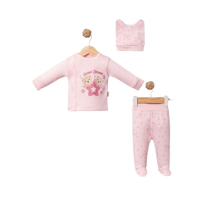 Erstlingsset Baumwolle Teddybär 3-teilig