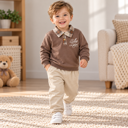 Baby Outfit Set Braun Karo