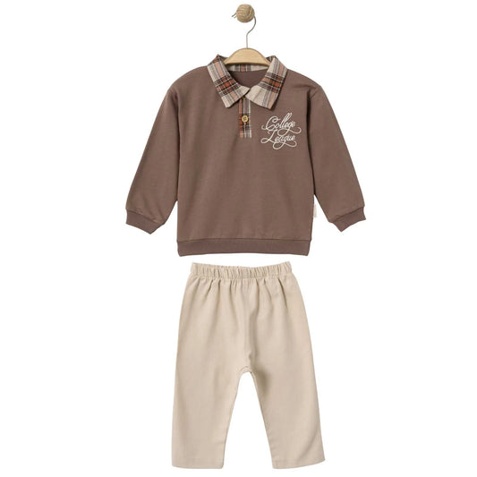 Baby Outfit Set Braun Karo