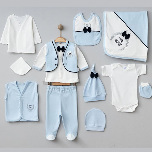 10-teiliges Erstlings-Set für Jungen | Baby Erstausstattung mit Decke & Accessoires