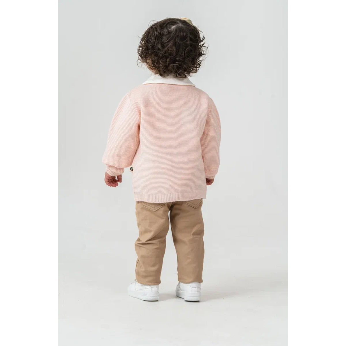 Strickjacke für Mädchen 1–4 Jahre | Mit Knöpfen & Blumenstickerei | Cardigan Rosa