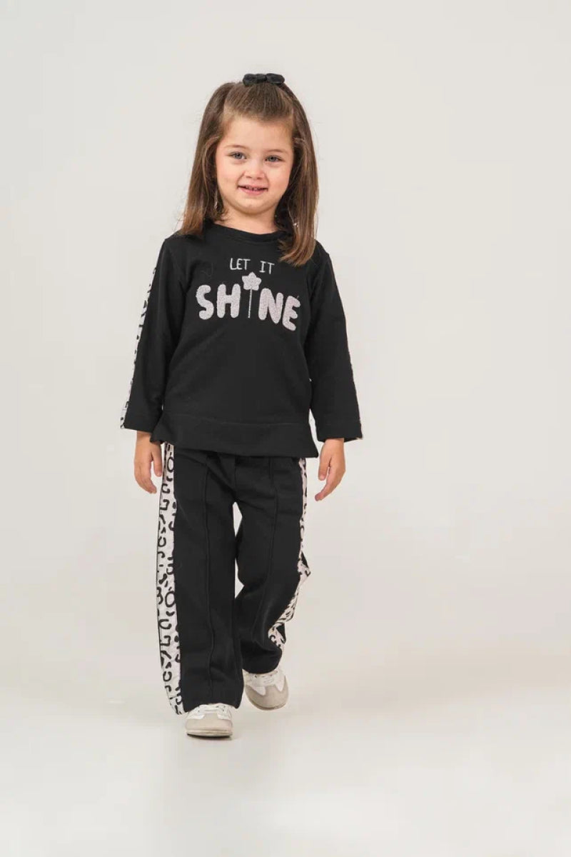 Stylisches Mädchen Komplett-Outfit mit Weste | Hose & Oberteil | Leopard Design