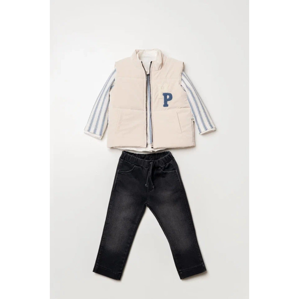 Stylisches Jungen 4-teiliges Outfit | Weste, Oberteil & Hose | Komplett-Set