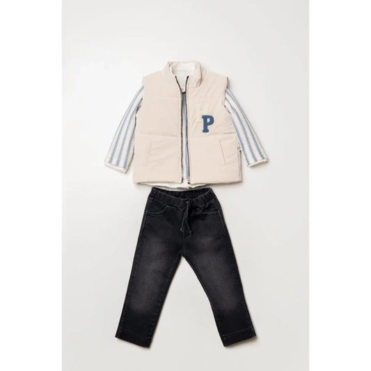 Stylisches Jungen 4-teiliges Outfit | Weste, Oberteil & Hose | Komplett-Set