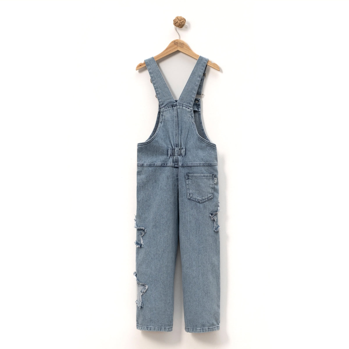 Mädchen Jeans Latzhose mit Sternen – Used-Look & verstellbare Träger