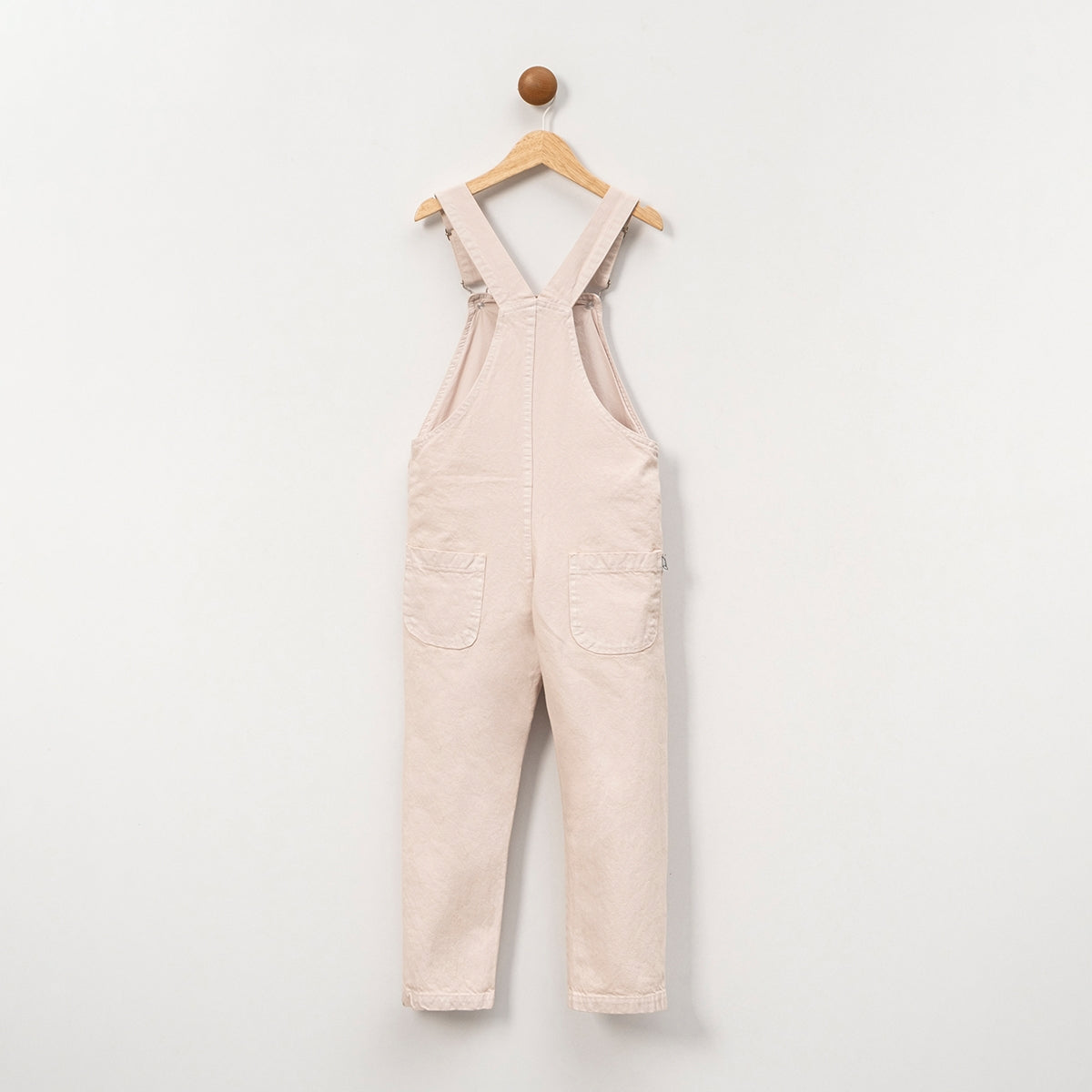 Mädchen Latzhose in Beige – mit Blumenstickerei & verstellbaren Trägern