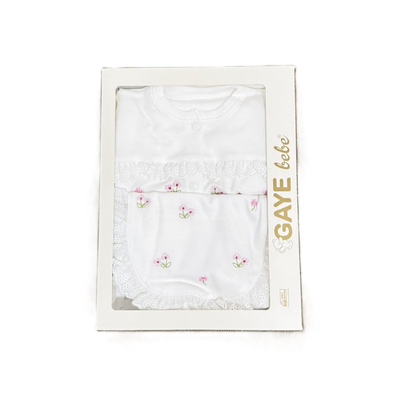 Zartes 5-teiliges Erstlingsset für Baby-Mädchen | Mit Spitze & Blumenstickerei