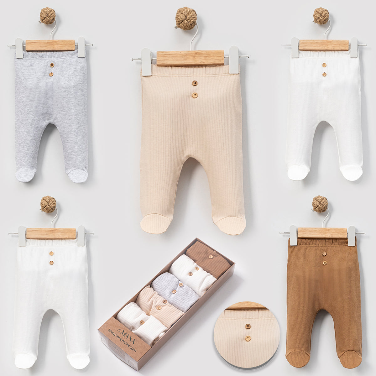 5er-Pack Baby Höschen mit Fuß 🍼 | Unisex | Weiche Baumwolle