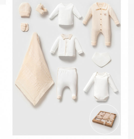 10-teiliges Erstlingsset für Jungen | Komplettes Baby-Set mit Decke & Kleidung