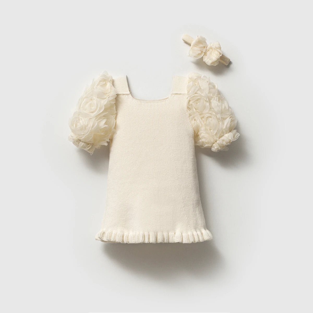 Babykleid Baumwolle 3D-Blumenärmel