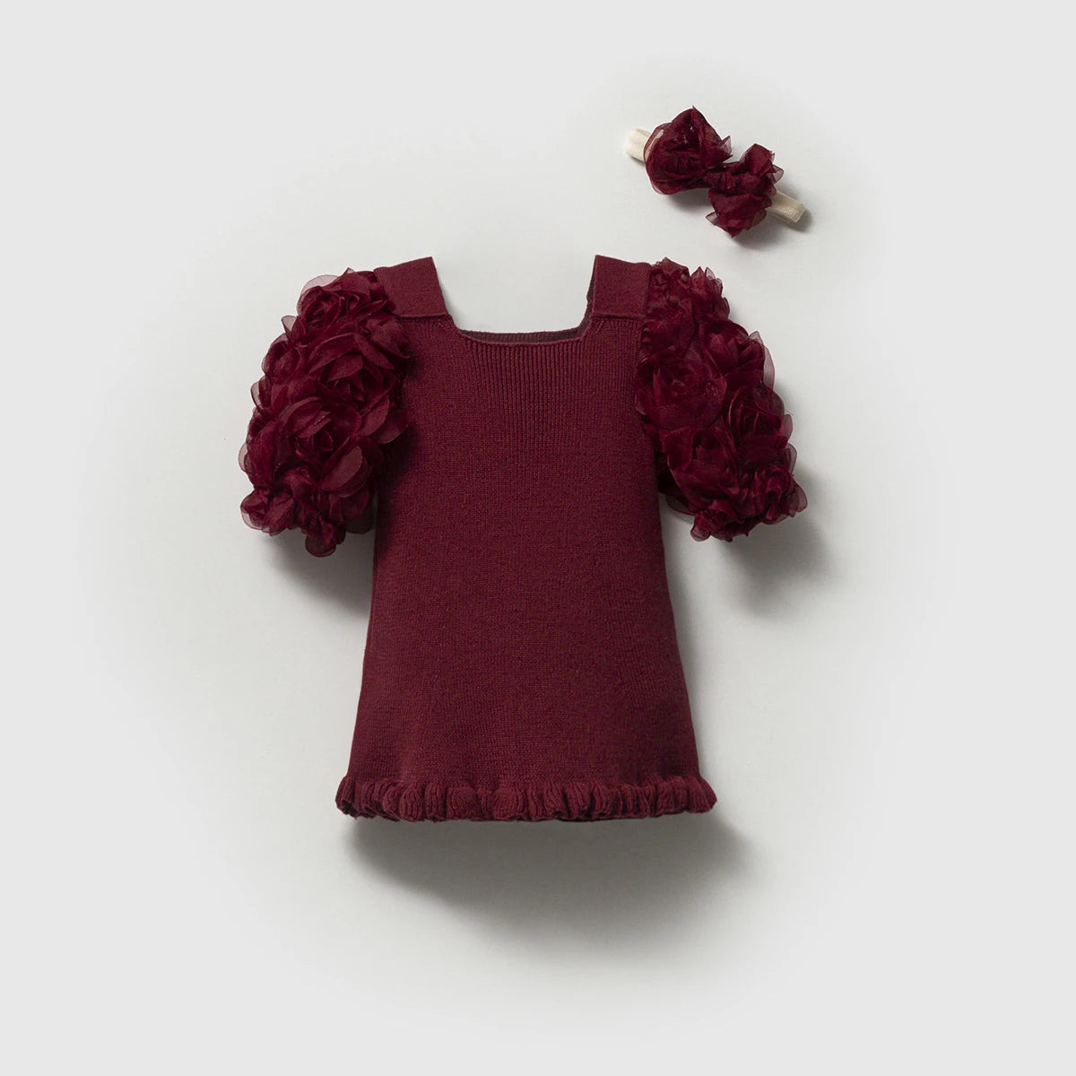 Babykleid Baumwolle 3D-Blumenärmel