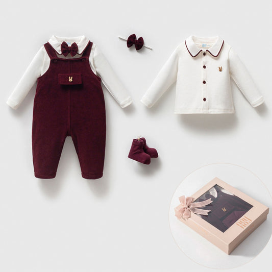 Baby Jungen Set mit Latzhose & Hemd | Elegantes Geschenkset 🎁 | 5-teilig