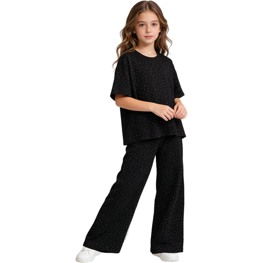 Kinder Set Glitzer Punkte Schwarz