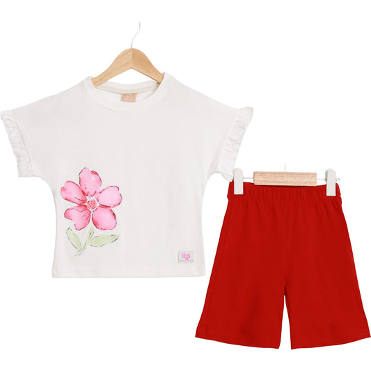 Mädchen 2-Teiler Sommer Set mit Blumenprint & Shorts