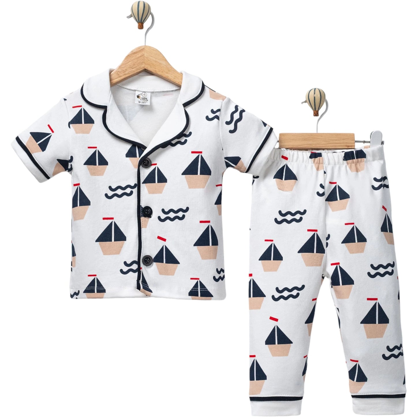 Jungen Pyjama Set mit Boots-Print aus 100% Baumwolle