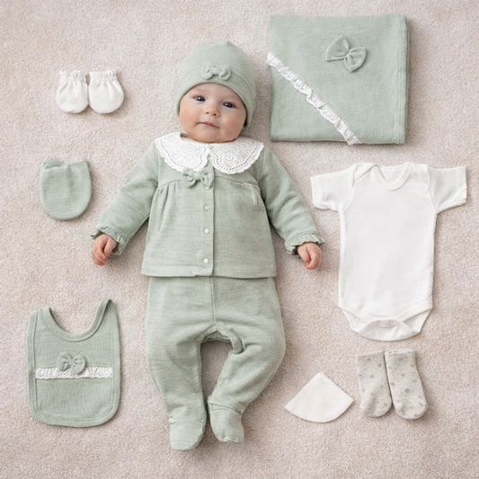 10-teiliges Erstlings-Set für Mädchen | Komplettes Baby-Set mit Decke & Accessoires