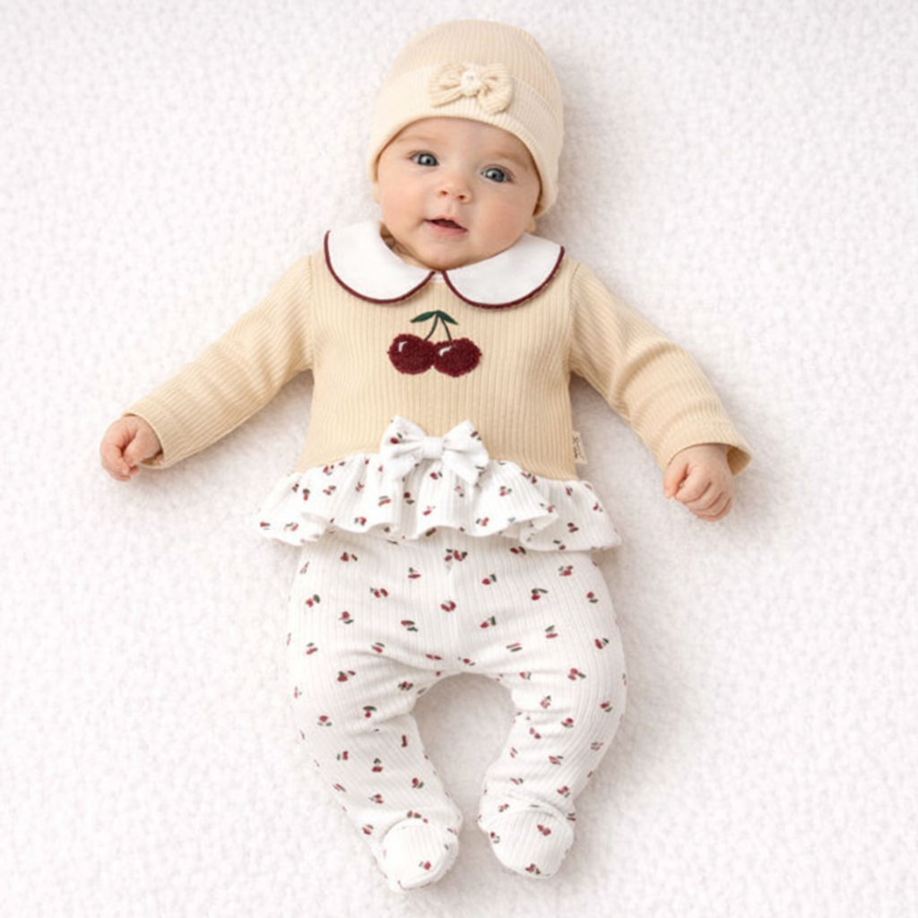 Babymädchen Set 5-teilig | Kirsch-Design 🍒 | In zwei Farben erhältlich