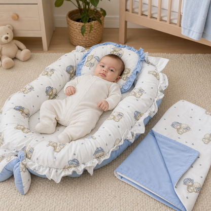 Babynest Set Hellblau Bär