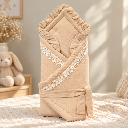 Wickeldecke für Babys – mit Rüschen & Spitze | 2 Farben erhältlich