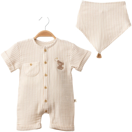Baby Jungen Overall mit Halstuch – 2-teiliges Set in 2 Farben