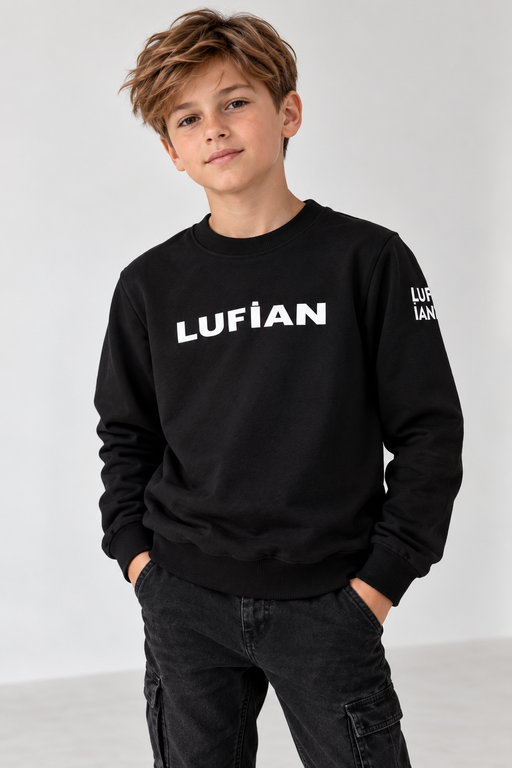 Jungen Pullover – Schwarz mit Print „LUFIAN“