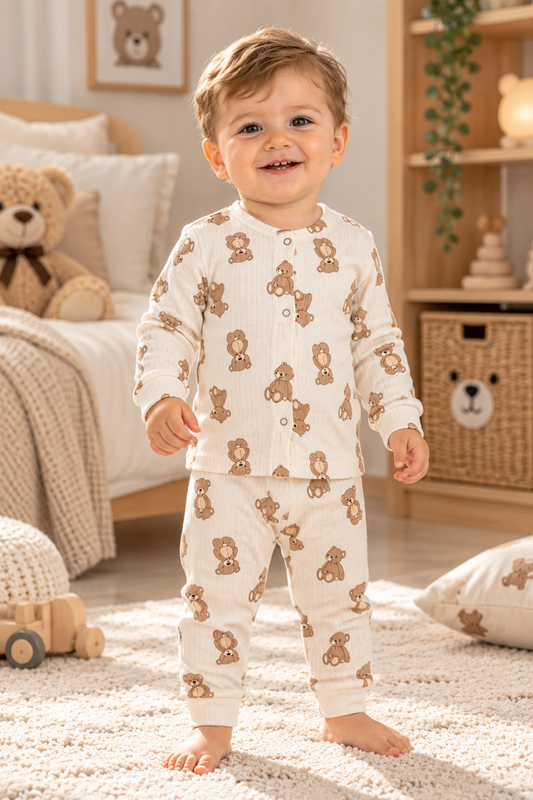 Baby Set Teddy 2-teilig | 100% Baumwolle | Creme | Unisex