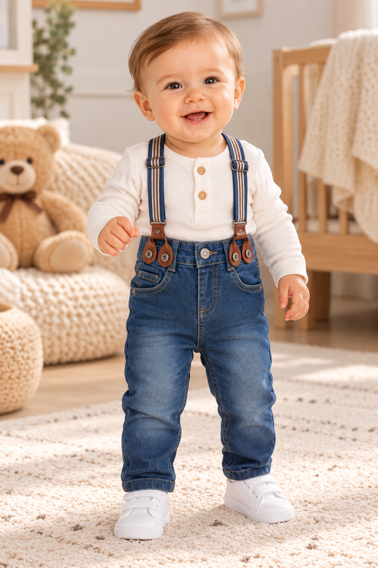 Babyjeans für Jungen mit Hosenträgern – stylisch & bequem 👶👖