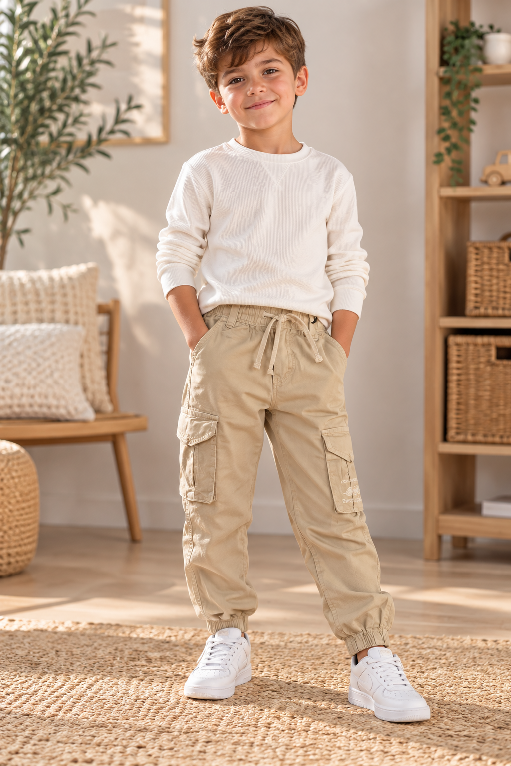 Beige Cargo-Hose für Jungs – lässig & mega bequem 👖🧒
