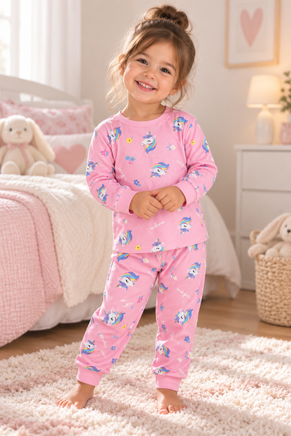 Kinder Schlafanzug 2-teilig – Rosa Einhorn-Set für Mädchen (1–4 Jahre)
