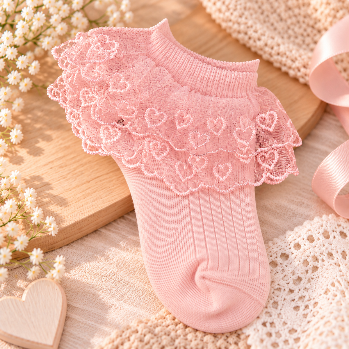 Mädchensocken Spitze 3 Farben